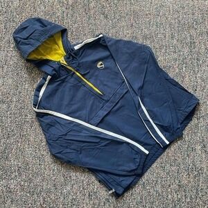 Nike Vintage Windbreaker Half Zip Hooded Jacket Navy Blue Yellow Mens Large L